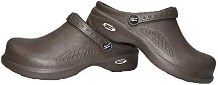 Natural Uniforms Ultralite Women's Clogs with Strap, Nursing Medical Work Mule Brown Size: 8