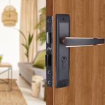 Godrej Mortise Lock I Mortise Door Handle Lock for Main & Internal Door in Residential & Commercial Spaces I NEH 06-1 CK I Matte Black Roses Finish 20cm / 8 Inches Handle, with Lock Body & 3 Keys