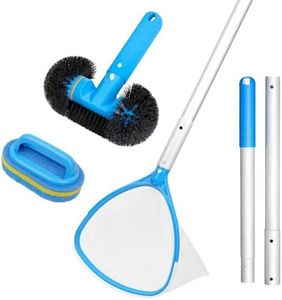 TidyMister 4-in-1 Spa Cleaning Set - Hot Tub Small Pools Maintenance Accessories Kit with Skimmer Net Round Brush Scrubber and 2ft Pole