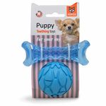 BarkButler x Fofos Milk Bone&Ball Puppy Teething Dog Toy Set,Blue|Small-Medium Dogs(5-20kgs)|Bumpy Texture Massages Gums|Squeaker Inside|100% Natural Rubber|for All Breeds| Play, Fetch, Chew