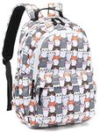 Leaper Girls Kawaii Laptop Backpack for School Boys Backpack Kids Travel Backpack Women Bookbag Cute School Bag College Bag, Gray-cat, Large