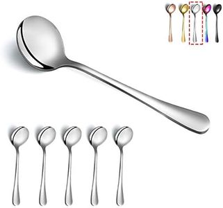 Kyraton Soup Spoons, 6 Pieces Stainless Steel Round Spoons,Dinner Spoon Table Spoon, Spoons Silverware Dishwasher Safe Set of 6