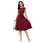 Malco Modes Chic Vintage Cocktail Dresses for Women | Classic 1950s Dresses for Women Burgandy Party Swing Dress, Burgandy, Medium