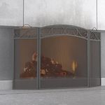 Fire Beauty Fireplace Screen 3 Panel with Handles Wrought Iron 51"(L) x31(H) Spark Guard Cover(Pewter)