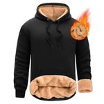 Nadeer Men's Hoodie Sherpa Fleece Lined Pullover Winter Warm Hooded Top Casual Sweatshirt with Kangaroo Pocket Black