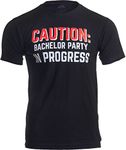 Caution: Bachelor Party in Progress | Stag Guys Night Out Wedding Unisex T-Shirt-(Adult, 3XL) Black