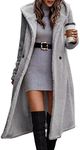 Angashion Women's Fuzzy Fleece Lapel Open Front Long Cardigan Coat Faux Fur Warm Winter Outwear Jackets 2340 Silver Grey X-Large