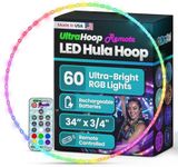 UltraHoop Remote LED Hoop - Wireless Control 60 Color Changing LED Lights w/ 300+ Modes & Patterns - Rechargeable Battery, HDPE Collapsible, Advanced to Beginner Hoola Hoops - 34” x 3/4" OD - UltraPoi