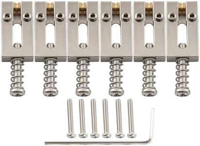 Musiclily Ultra 10.5mm Modern Brass Guitar Roller Bridge Saddles for Strat Tele ST/TL Style Electric Guitar, Nickel (Set of 6)