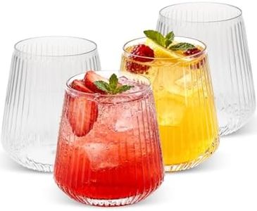 Goodluck 80 Pack 12oz Stemless Plastic Wine Glasses – Clear Ribbed Cups