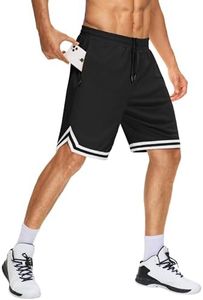 JWM Men's 9" Long Basketball Shorts - Below Knee Mesh Athletic Gym Workout Sport with Zip Pockets Quick Dry Lightweight Black