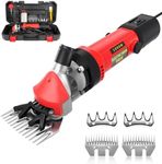 PAT JUUMG 1000W Sheep Shears Electric Farm Livestock Haircut with 2 Blades Professional Animal Clippers 6 Speed Heavy Duty Electric for Thick Horses Sheep Alpacas Goats(Red)