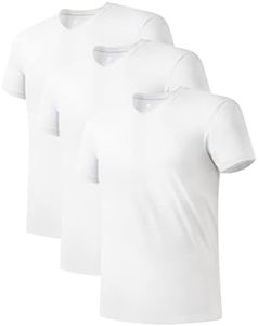 DAVID ARCHY Men's Undershirt Bamboo Rayon V-Neck Vest with Ultra Softness and Breathability 3 Pack Short Sleeve Underwear