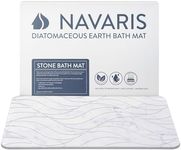 Navaris Diatomaceous Earth Bath Mat - Diatomite Stone Floor Mat For Bathroom And Shower At Home - Quick Dry, Non Slip, Absorbent 60 x 39 cm - White Marble Print