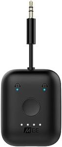 MEE audio Connect Air in-Flight Bluetooth Wireless Audio Transmitter Adapter for up to 2 AirPods/Other Headphones; Works with All 3.5mm Aux Jacks on Airplanes, Gym Equipment, TVs, & Gaming Consoles