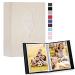 Lanpn Photo Album 4x6 50 Pictures 2 Packs, Small Mini Capacity Linen Photo Book Sets, Each Pack Holds 100 Top Loader Vertical Only Picture for Kids Boy Girls Beige