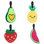 TamBee Luggage Tags for Suitcases Luggage Tags Labels Travel Suitcase Tags Secure Luggage Baggage Tags Labels with Buckles and Name ID Card(Fruit Set, 4 Pack)