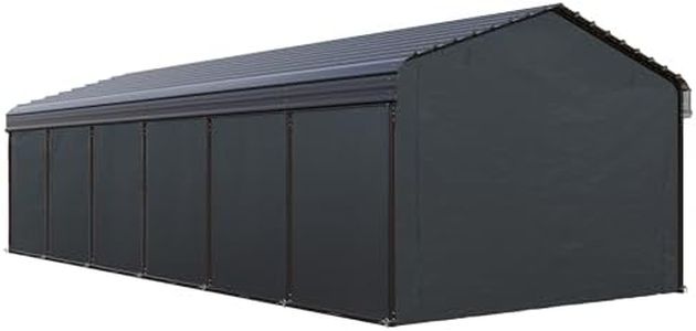 GREEN PARTY 12 x 30 ft Metal Carport Kits with Galvanized Steel Roof & Removable Sidewalls, 2 Car Heavy Duty Metal Carport Canopy, Car Tent Metal Garage Shelter for Car, SUV, Truck and Boats, Gray