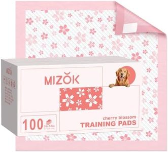 MIZOK 36x36in Puppy Pads Pink, Dog Pee Pads Leak-Proof with Quick-Dry Surface, Dog Pads Extra Large with Cherry Blossom Prints, Pee Pads for Dogs Super Absorbent (100 Count)