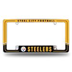 Rico Industries NFL Football Pittsburgh Steelers Two-Tone 12" x 6" Chrome All Over Automotive License Plate Frame for Car/Truck/SUV