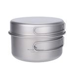 Boundless Voyage Outdoor Titanium Pot with Pan Set with Collapsible Folding Handle for Outdoor Camping Cooking Hiking Backpacking Portable Cookware Ti2042C