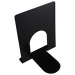 AlphaM (2 Pack) Black Metal Non-Slip Book End Bracket Heavy Duty for Home Library Study Table Office Desk Shelf Rack Book Stopper Organizer (8 inch, Black)