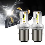 Asasytal S2 Ba20d LED Motorcycle Headlight Bulb, 2500 LM 6500K Xenon White, DC12V/24V 20W High/Low Beam +350% Super Brighter for Motorcycle Motorbike Scooter, 2 Pcs