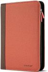 GXaryFulin Padfolio Organizer, PU Leather Planner, 4 O-Rings Zipper Binder (Red Brown)