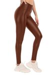 Love My Fashions ® Women's Soft Faux Leather Warm Fleece PU Leggings Wet Look Elasticated Waist Full-Length Trousers Camel