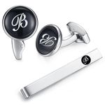 HONEY BEAR Initial Alphabet Letter Mens Cufflinks Tie Clips Set Black (B)