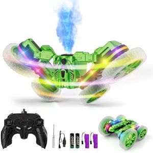 Terucle 360°Rotating Remote Control Car, 4WD RC Cars with Cool Spray, 2.4Ghz Double Sided RC Stunt Truck for 6-13 Year Old Boy Toys Birthday Gift