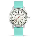 Medical Watches for Nurses Glow in The Dark Second Hand Watch for Nursing for Women Luminous Analog EMT Scrub Wristwatch Waterproof with Teal Silicone Band by MDC