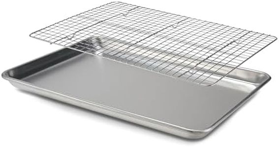 Checkered Chef Baking Sheets for Oven - Half Sheet Pan with Stainless Steel Wire Rack Set 1-Pack - Easy Clean Cookie Sheets, Aluminum Bakeware