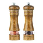 Ausbond Pepper mill Sets Wooden 2pcs 165mm. Premium Oak wooden pepper mill. Manual pepper mills grinders wood Adjustable Ceramic Grinding Core