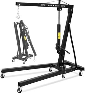 2 Ton Folding Hydraulic Engine Hoist, 4400 LBS Cherry Picker Shop Crane with Telescopic Boom & 6 Casters, Engine Hoist Lift for Garage Workshop Warehouse, Heavy Duty, Black