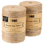 H&S Jute String - 2 Reels x 90m (300ft) 3mm (0.1") Garden Twine - 6 ply Thick Strong Rope Roll - Floristry, Gift, Parcel, Butcher, or Crafts - Natural Brown Gardening Sisal Rope