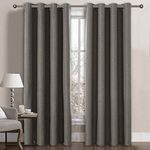 H.VERSAILTEX Linen Blackout Curtain 84 Inches Long for Bedroom/Living Room Thermal Insulated Grommet Linen Look Curtain Drapes Primitive Textured Burlap Effect Window Drapes 1 Panel - Taupe Gray