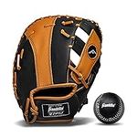 Franklin Sports Teeball Glove - RTP Fielding Glove - Synthetic Leather Baseball Glove - Ready to Play Glove (RTP) - 9.5 Inch Right Hand Throw - First Base - Black/Tan with Ball