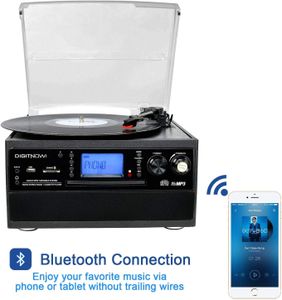 DIGITNOW Bluetooth Record Player – Vinyl Turntable with Built-In Speakers