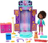 Karma’s World Toys Doll and Playset 2-in-1 Transforming Musical Star Stage (14.2-in) with Lights and Sounds 5 Collectible Records Kid Gifts