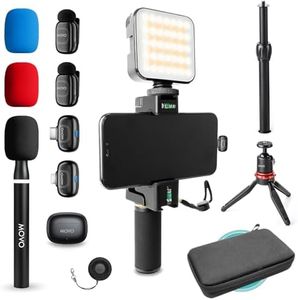 Movo iVlogger-PRO Wireless Vlogging Kit for iPhone/Android - YouTube Starter Kit with Wireless Microphone and LED Light for Content Creators