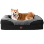EHEYCIGA Memory Foam Dog Beds Large, Orthopedic Dog Beds Sofa with Sides and Waterproof Liner, Pet Couch with Washable Removable Cover and Non-Slip Bottom, 91x68x17cm, Charcoal