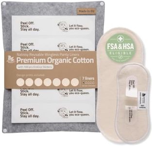 Wingless Organic Cotton Reusable Panty Liners with Stickers (Small, 7 Pack)