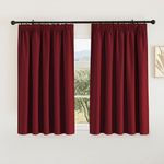 PONY DANCE Blackout Thermal Curtain Panels - Home Decor Curtain Drapery Pencil Pleat Top Super Soft Thermal Insulated Room Darkening Window Blinds for Kitchen, Double Panels, W66 X L54, Red