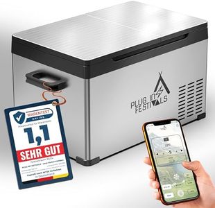 PLUG IN FESTIVALS elektrische Kühlbox - 2 Fächer Kompressor Kühlbox 12v 230v - bis -20 Grad & App-Steuerung - Gefrierbox Auto & Camping - DUAL Ice Cube elektrisch (23 Liter)