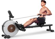 Rowing Machine for Home Gym, Magnetic rowing machine with 16 Level Adjustable Resistance, Upgrade dual slide rails, Compact Rower with LCD monitor, Vertical storage, Extremely quiet Rower