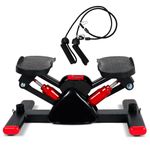 DASNDAS Mini Stair Stepper for Exercise with Resistance Bands | Hydraulic Steppers for Home Workout | Cardio Fitness Equipment for Weight Loss, Legs, Arms & Core Training | with LCD Monitor (Red)