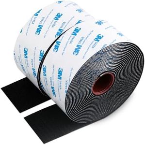 Hook and Loop Tape with 3M Super Sticky Self Adhesive 9448A 2" x 16.5Ft Black Heavy Duty Interlocking Nylon Fabric Fastener Strip for Home Office Organization Deco DIY Projects