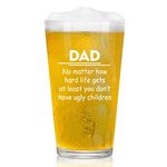 Joymaking Dad Gifts - Dad You Don't Have Ugly Children, Beer Glass Gifts for Dad from Son Daughter, Personalised Fathers Day Birthday Gifts for Dad Pint Glass Presents for Men