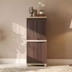 Nilkamal Freedom Big FB1 Compact Cabinet for Storage | 3-Year Warranty | 4-Shelf Storage Cupboard | Multi Organizer and Kitchen | Wardrobe | Clothes Almirah | Weathered Brown and Biscuit